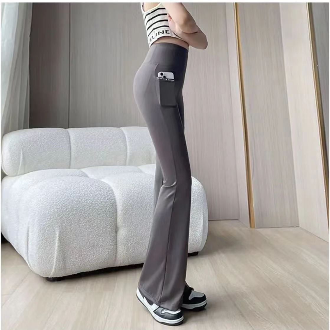 ae483-Summer mesh boot-cut high waist yoga pants