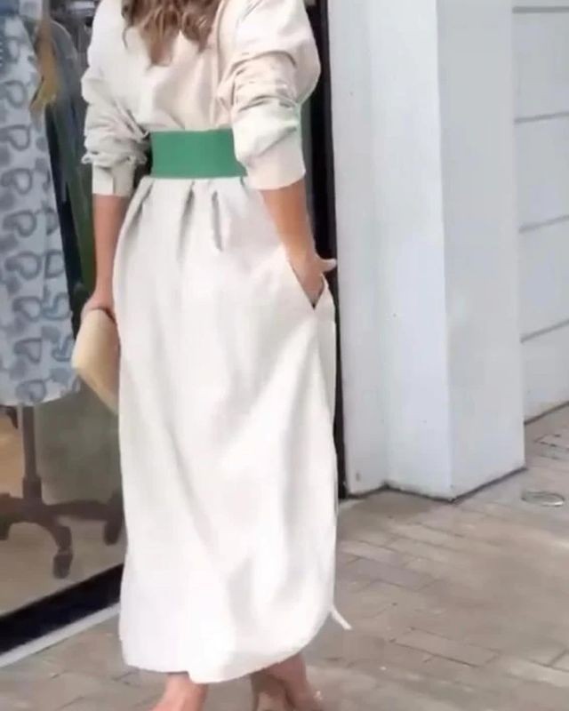 فستان كاجوال جديد مطبوع عليه حزام طية صدر السترة متعدد الاستخدامات