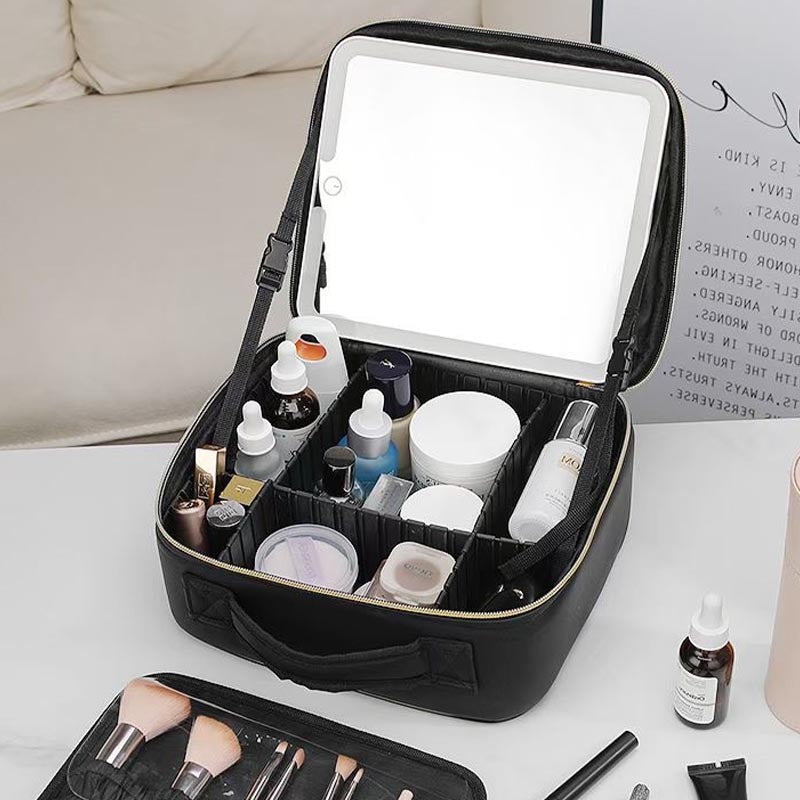 Large capacity multifunctional full screen mirror makeup storage bag