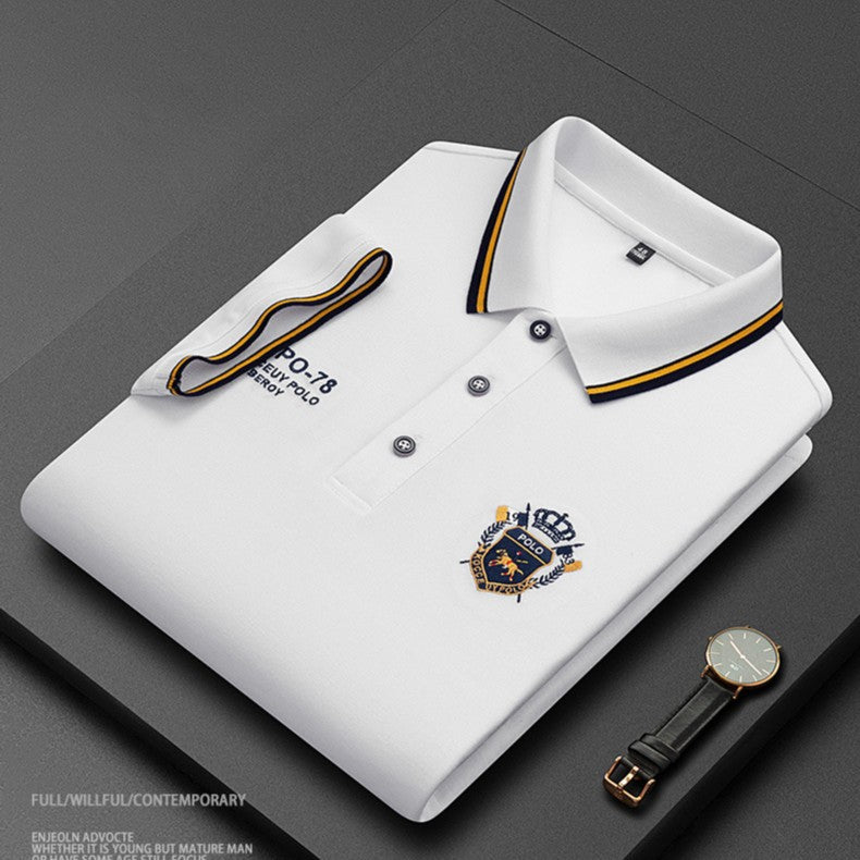 2025 Fashion casual solid color short-sleeved polo shirt اشتري 1 و إحصول على 1 مجانا