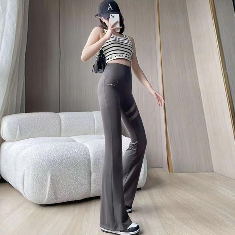 ae483-Summer mesh boot-cut high waist yoga pants
