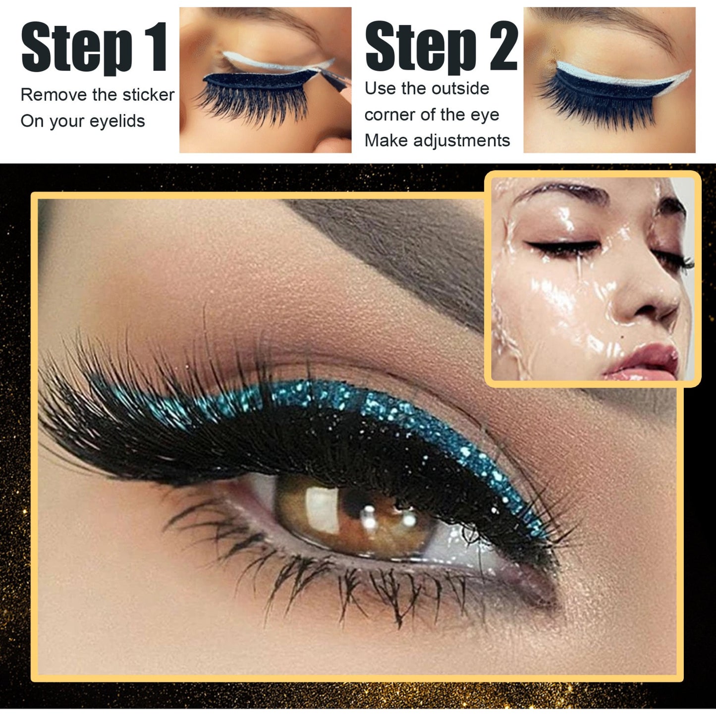 ae735-Glitter self-adhesive eyeliner eyeshadow stickers double eyelid false eyelashes waterproof party eye makeup stickers