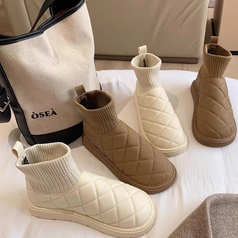 2024 new women's velvet warm snow boots