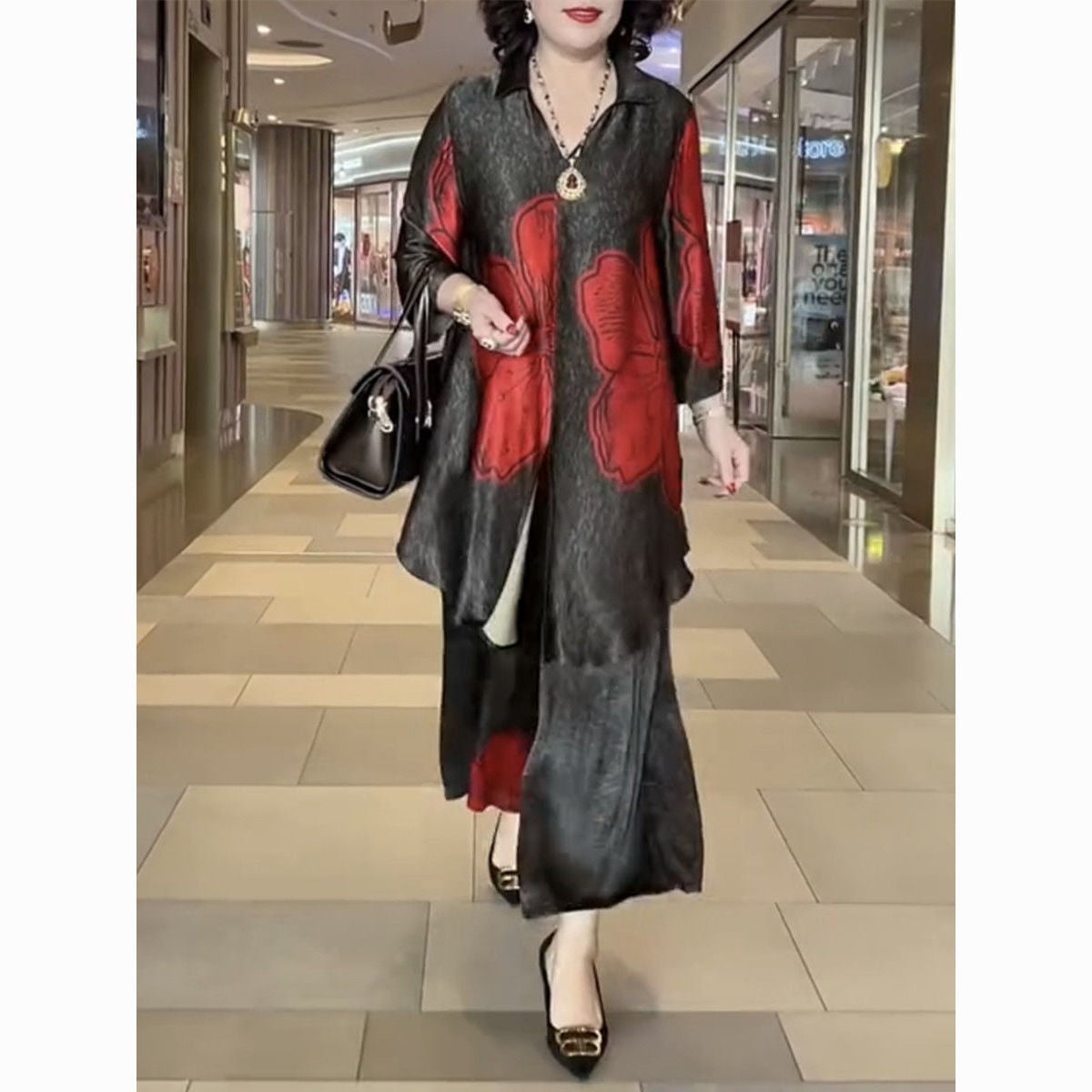 بدلة فضفاضة كبيرة الحجم من قطعتين أنيقة وعالية الجودة