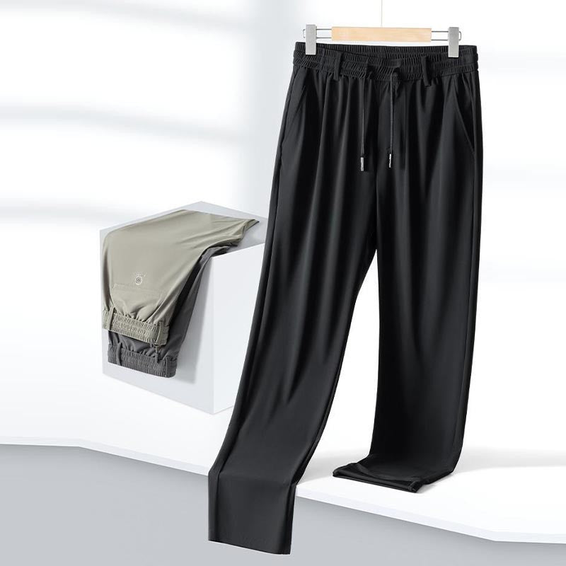 ah27-Men's summer ice silk loose casual pants