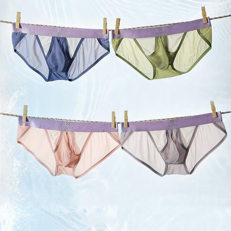 ah33-Men's summer ice silk light breathable briefs