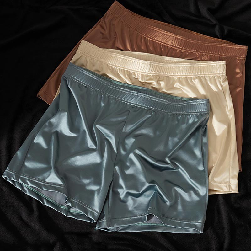 ah37-Men's Ice Silk Light Luxury Satin Boxer Briefs