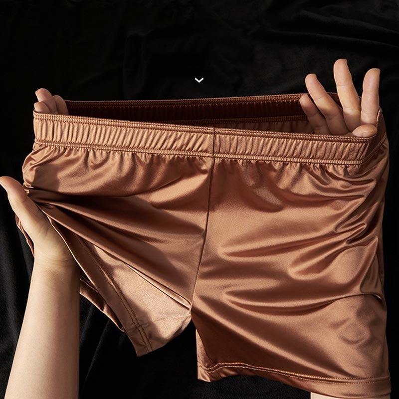 ah37-Men's Ice Silk Light Luxury Satin Boxer Briefs