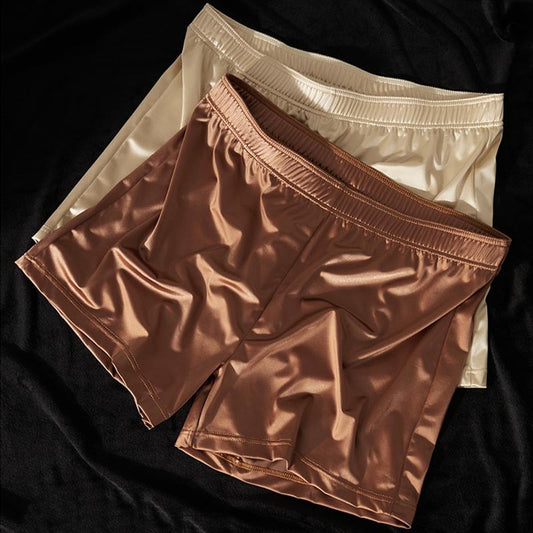 ah37-Men's Ice Silk Light Luxury Satin Boxer Briefs