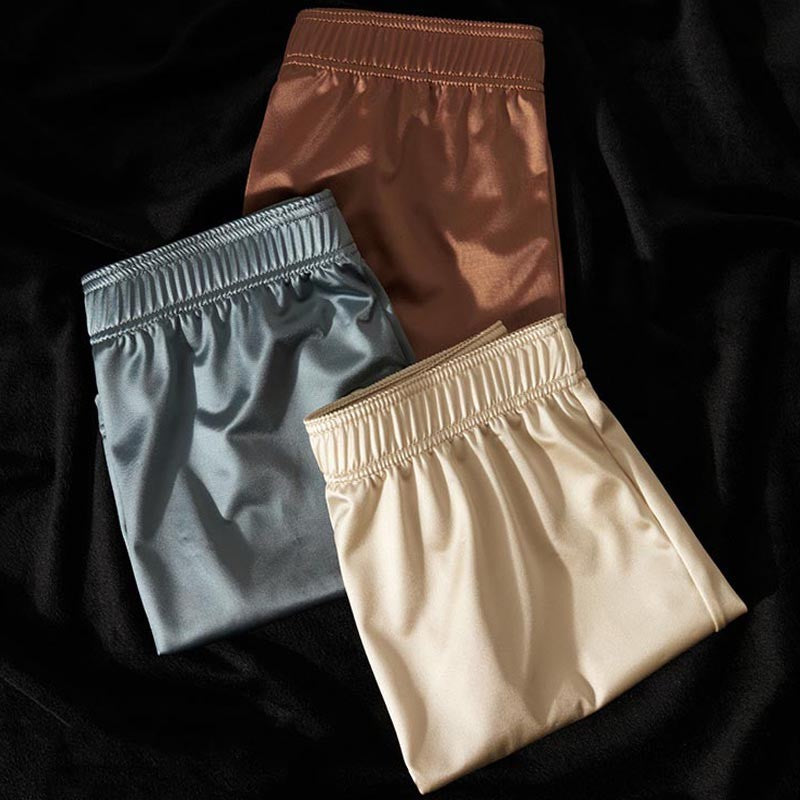ah37-Men's Ice Silk Light Luxury Satin Boxer Briefs