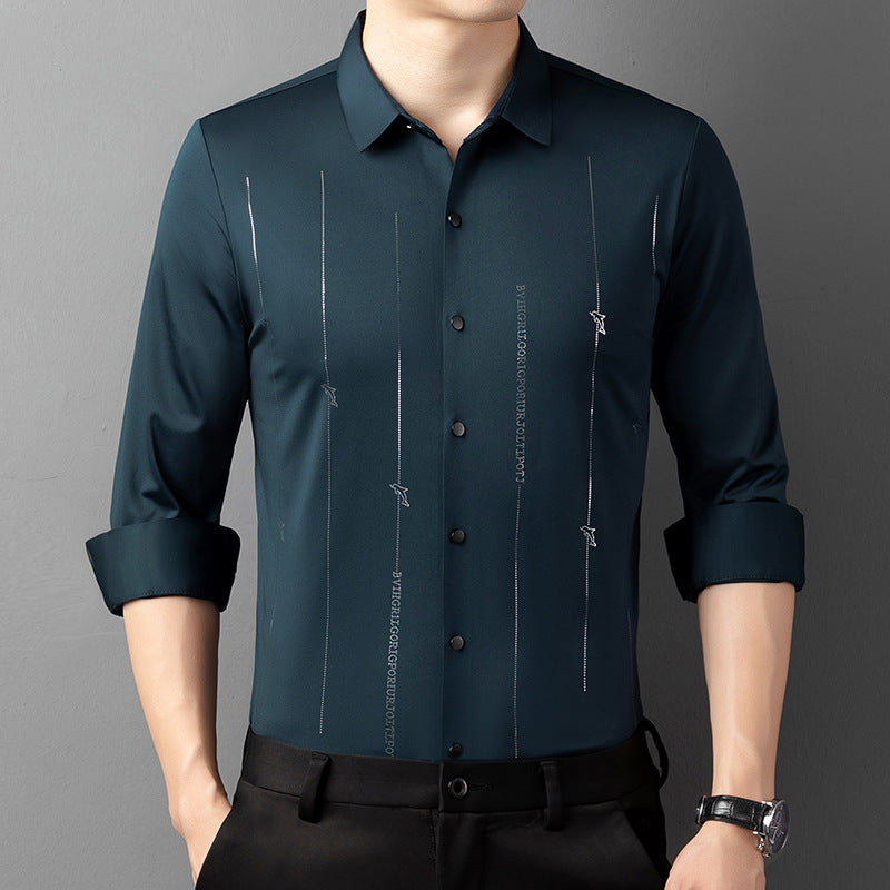 2025 مع قميصنا طويل الأكمام للأعمال العادية الرقيق والمطبوع